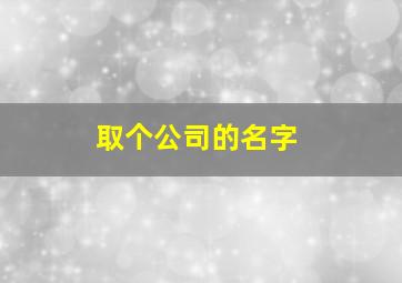 取个公司的名字