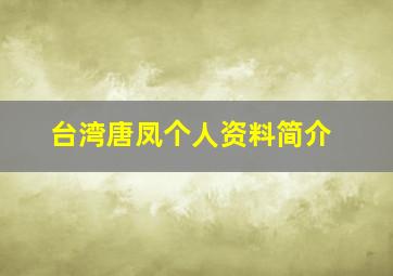 台湾唐凤个人资料简介