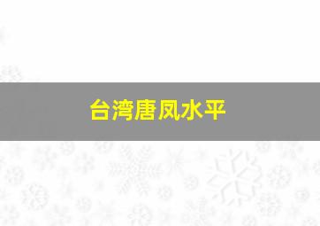 台湾唐凤水平