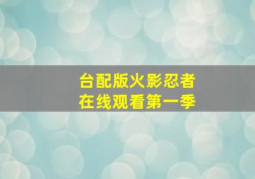 台配版火影忍者在线观看第一季