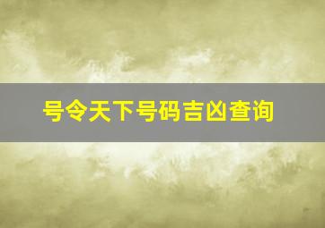 号令天下号码吉凶查询