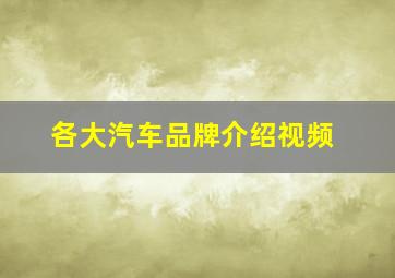 各大汽车品牌介绍视频