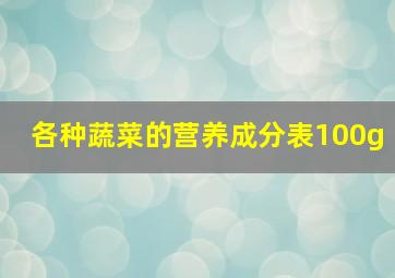 各种蔬菜的营养成分表100g