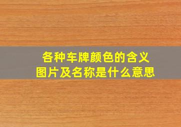 各种车牌颜色的含义图片及名称是什么意思