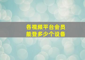 各视频平台会员能登多少个设备