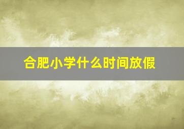 合肥小学什么时间放假