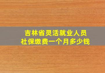 吉林省灵活就业人员社保缴费一个月多少钱