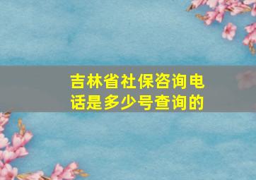 吉林省社保咨询电话是多少号查询的