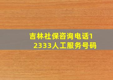 吉林社保咨询电话12333人工服务号码