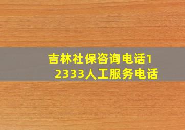 吉林社保咨询电话12333人工服务电话