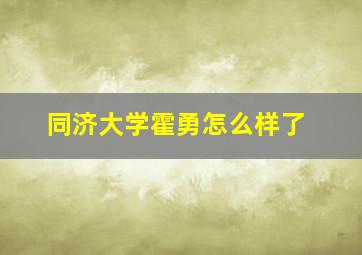 同济大学霍勇怎么样了