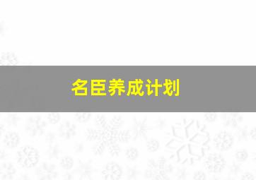 名臣养成计划