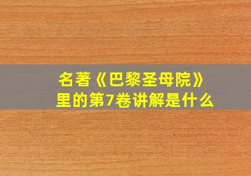 名著《巴黎圣母院》里的第7卷讲解是什么