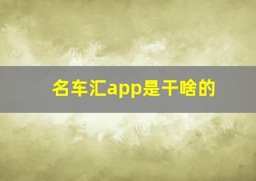 名车汇app是干啥的