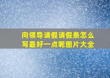 向领导请假请假条怎么写最好一点呢图片大全