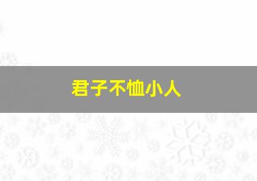 君子不恤小人