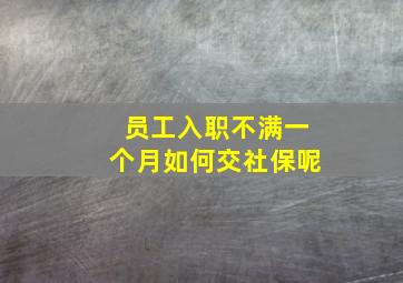 员工入职不满一个月如何交社保呢