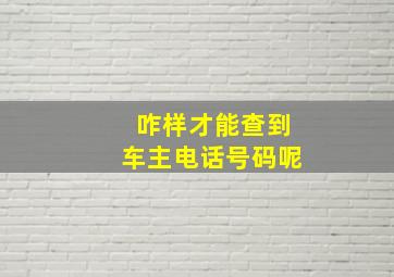 咋样才能查到车主电话号码呢