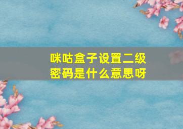 咪咕盒子设置二级密码是什么意思呀