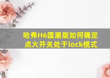 哈弗H6国潮版如何确定点火开关处于lock模式