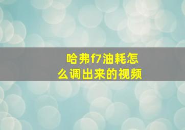 哈弗f7油耗怎么调出来的视频