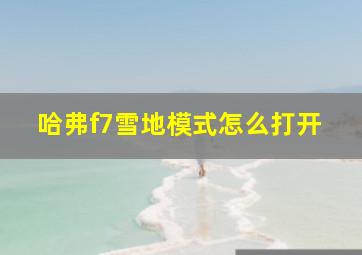 哈弗f7雪地模式怎么打开