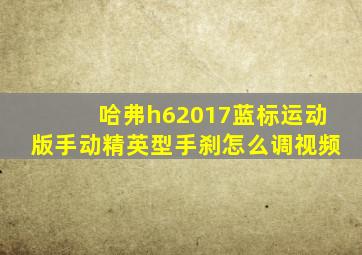 哈弗h62017蓝标运动版手动精英型手刹怎么调视频