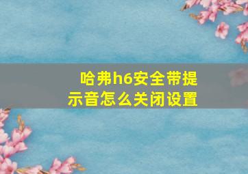 哈弗h6安全带提示音怎么关闭设置