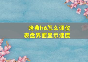 哈弗h6怎么调仪表盘界面显示速度