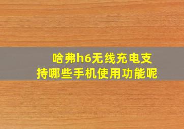 哈弗h6无线充电支持哪些手机使用功能呢