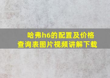 哈弗h6的配置及价格查询表图片视频讲解下载