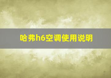 哈弗h6空调使用说明