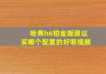 哈弗h6铂金版建议买哪个配置的好呢视频