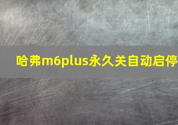 哈弗m6plus永久关自动启停