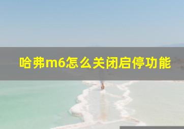 哈弗m6怎么关闭启停功能