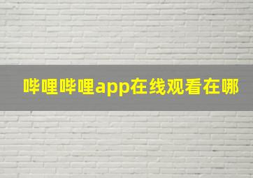 哔哩哔哩app在线观看在哪