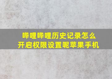 哔哩哔哩历史记录怎么开启权限设置呢苹果手机