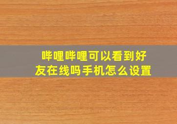 哔哩哔哩可以看到好友在线吗手机怎么设置