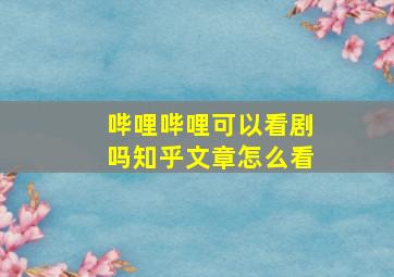 哔哩哔哩可以看剧吗知乎文章怎么看