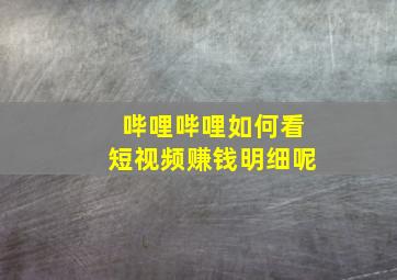 哔哩哔哩如何看短视频赚钱明细呢