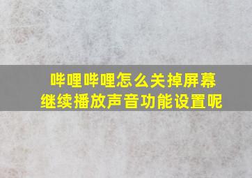 哔哩哔哩怎么关掉屏幕继续播放声音功能设置呢