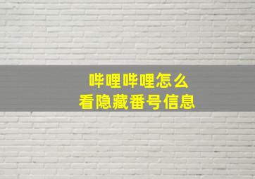 哔哩哔哩怎么看隐藏番号信息