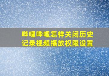 哔哩哔哩怎样关闭历史记录视频播放权限设置