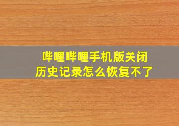 哔哩哔哩手机版关闭历史记录怎么恢复不了