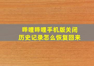 哔哩哔哩手机版关闭历史记录怎么恢复回来