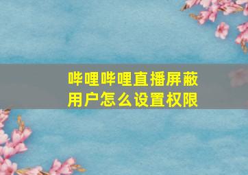 哔哩哔哩直播屏蔽用户怎么设置权限