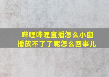 哔哩哔哩直播怎么小窗播放不了了呢怎么回事儿