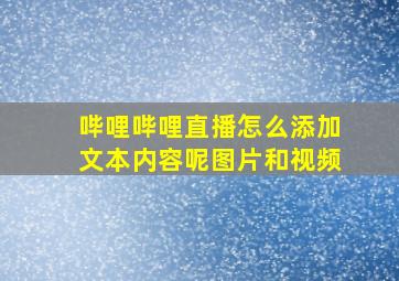 哔哩哔哩直播怎么添加文本内容呢图片和视频