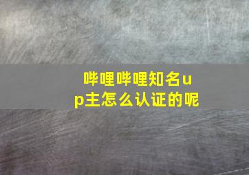 哔哩哔哩知名up主怎么认证的呢