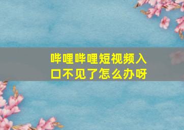 哔哩哔哩短视频入口不见了怎么办呀